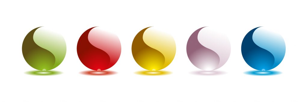 5 Yin Yang yoga glass balls.